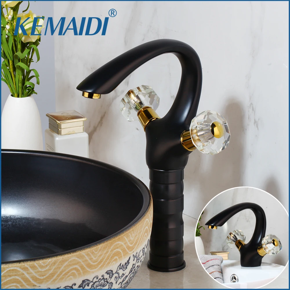 

KEMAIDI Black Swan Design Bathroom Basin Sink Mixer Tap Faucets Brass Antique Brass Polished Black 2 Handles Basin Mixer Faucet