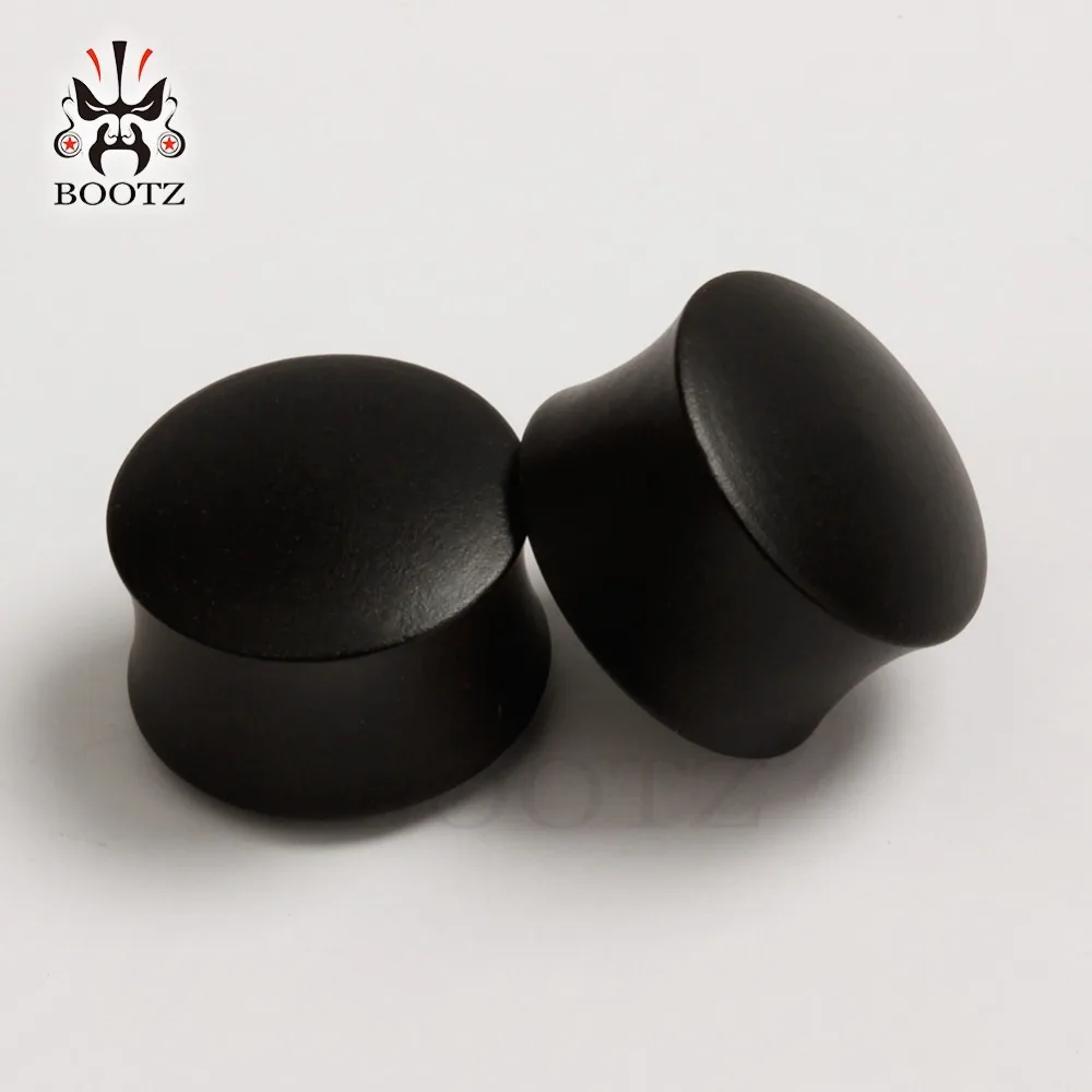 KUBOOZ 2PCS Wood Ear Plugs Gauges Ebony Tunnels Piercing Body Jewelry Expa nders Fashion Earrings Gift Unisex 8mm to 25mm