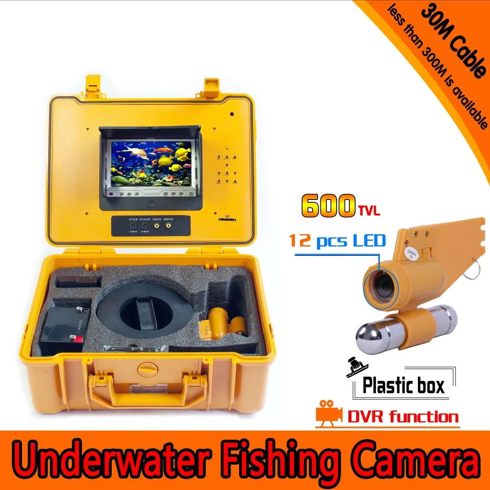 Underwater Fishing Camera Kit with 30Meters Depth Single Lead Bar & 7Inch Monitor  with DVR Built-in & Yellow Hard Plastics Case