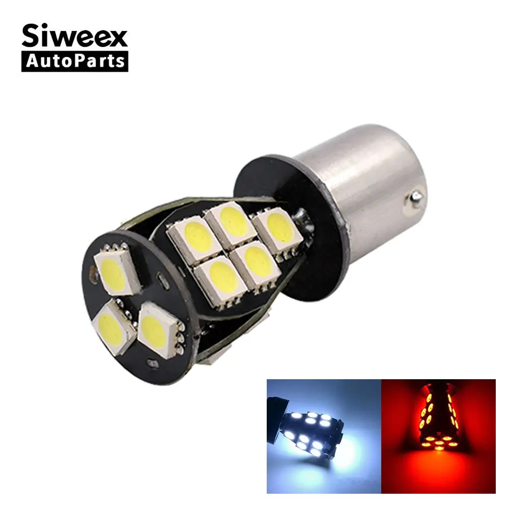 1 Pcs 1157 BAY15D LED Auto Bulbs 18 5050 SMD Turn Signal Tail Parking Back Up Brake Lights White DC 12V Car Reversing Lamps