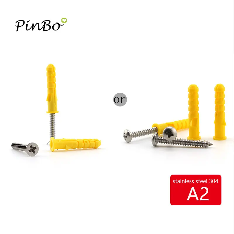 100pc M6*30 sleev nylon wall plug Expansion Tube Screw Bolts Plastic with screw