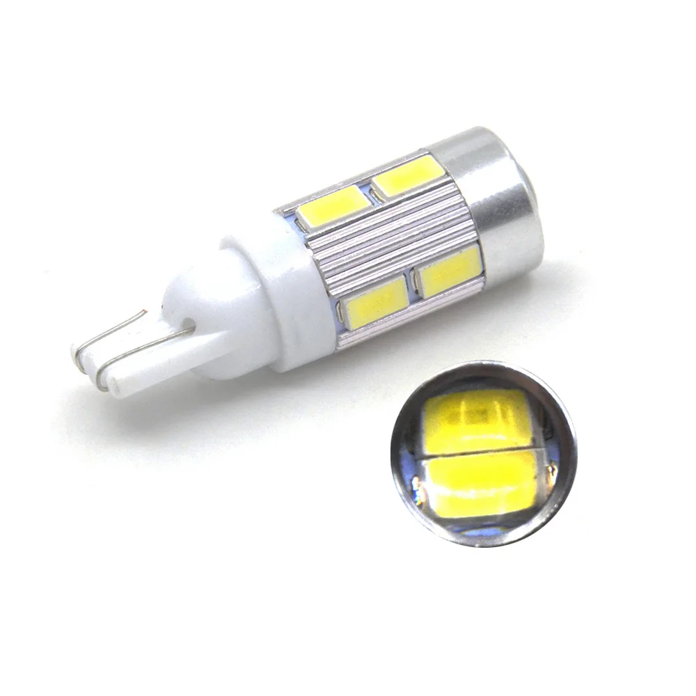 

50PCS T10 W5W 194 168 10 SMD 5730 LED Light Wedge Light Bulb License Plate Lamp LED Width Lights 12V