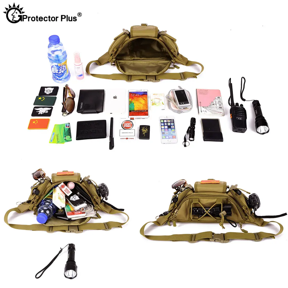 PROTECTOR PLUS Tactical Climbing Bag MOLLE System Camping bag Waterproof Camo Waist bag Outdoor Fishing Sports Cycling