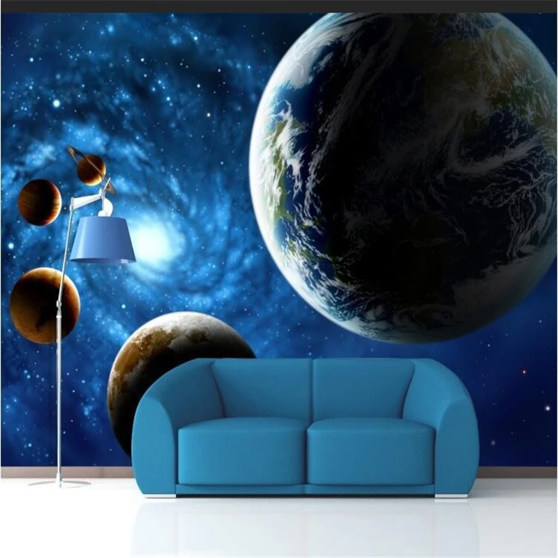 Custom wallpaper KTV bar ceiling wall paper universe Star Stickers TV backdrop bedroom living room modern painting 3D wall paper