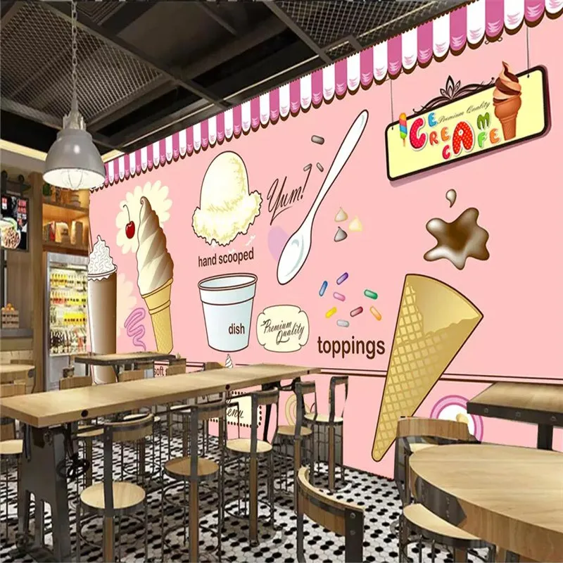 Ice cream ice cream coffee shop tea shop restaurant background decorative wall professional production wallpaper wall