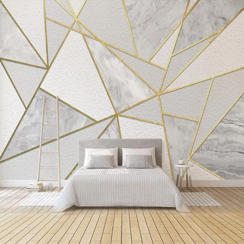 Modern 3D Geometric Marble Custom Wallpaper Line Photo Wall Murals Living Room Bedroom Background Wall Painting Papel De Pared