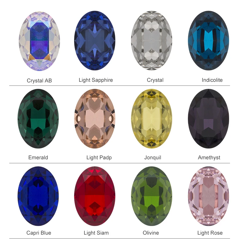 K9 Oval Glass Rhinestones Decoration Charms Crystal Application Point Back Fancy Gemstone for Earing Dress Garment