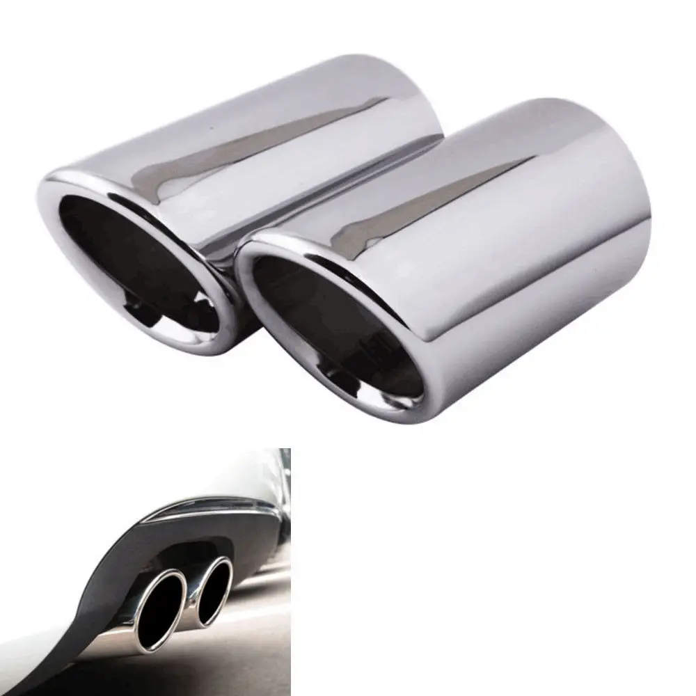 BBQ@FUKA 2x Car Rear Stainless Exhaust Tail Pipe Tip Muffler End Trim Fit For Audi A3 8P 2009-2012 A1 2010-2014 Car Accessory