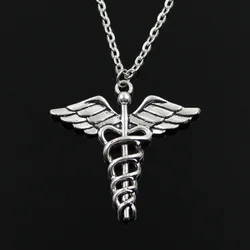 New Fashion Caduceus Medical Symbol Md Pendants Round Cross Chain Short Long Mens Womens Silver Color Necklace Jewelry Gift