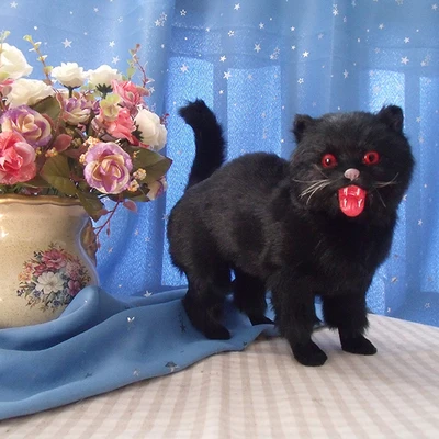 simulation cute black cat 25x25x13cm model polyethylene&furs cat model home decoration props ,model gift d691