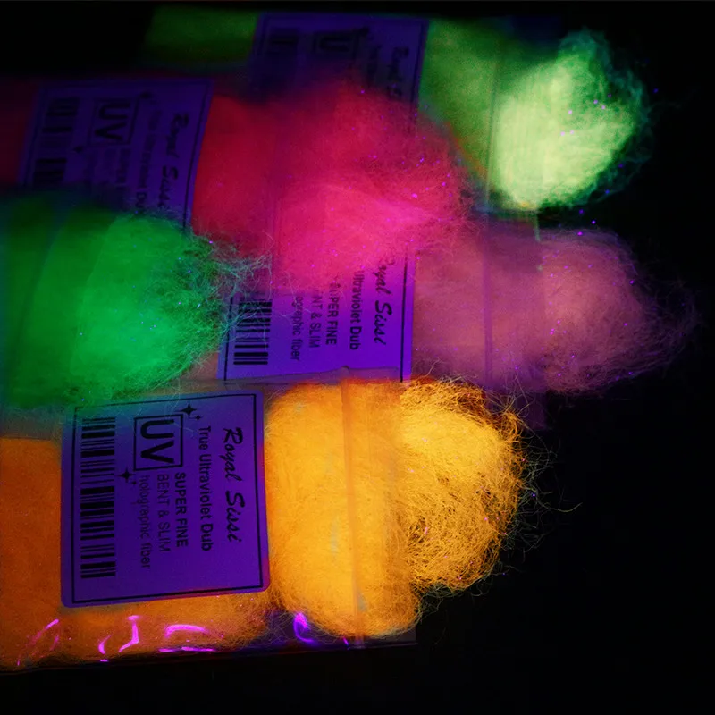 5 Colors/set UV light ice dubbing ultraviolet reflective synthetic Fibers UV colors ice dub fiber Synthetic Fly Tying Materials