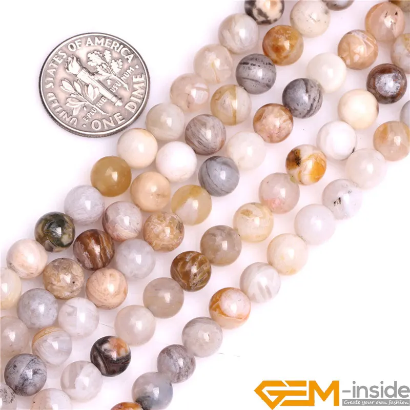 4mm 6mm 8mm Round Cream White Natural Bamboo Agates Stone Spacer Beads DIY Loose Beads For Jewelry Making Strand 15\