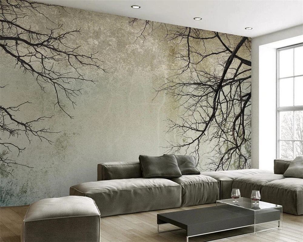 

Custom wallpaper black and white branch mural tapestry living room bedroom background wall painting retro branch 3d wallpaper