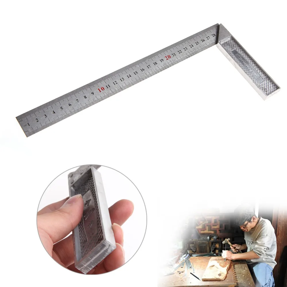 30cm Stainless Steel Right Measuring Rule Tool Angle Square Ruler 0-12 inches