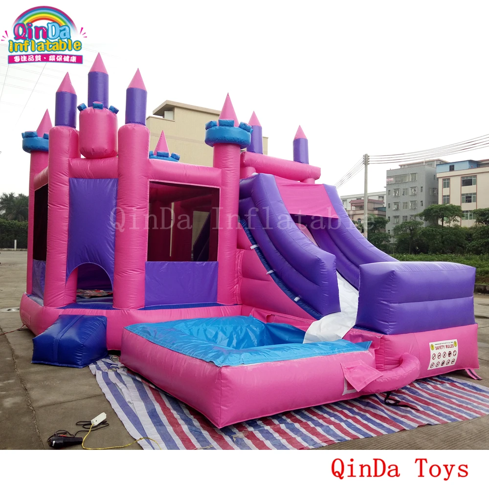 

6.5*5*5m Inflatable Jumping House For Kids Play, Inflatable Princess Castle With Slide And Pool