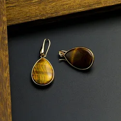 YMORL Natural Tiger Eye Drop Earrings For Women Bohemia Earring Designer Black Onyx Earrings Jewelry Dropshipping