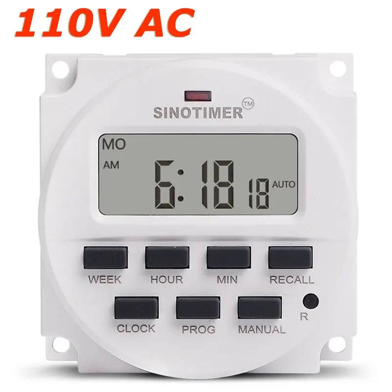 

1.6 Inch LCD Big DISPLAY Timer 110V 120 Volt AC 7 Days Programmable Time Switch With UL listed Relay Inside