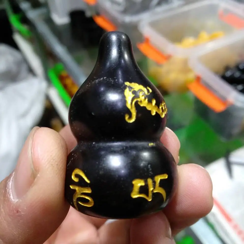 black obsidian Buddhism The six syllable Mantra Gourd black obsidian Om Mani Padme hum Buddhism Gourd buddhist