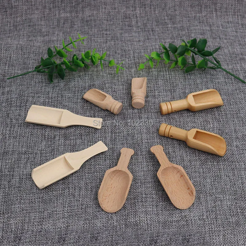 

100pcs Small Wood Spoon for Salt Sugar Milk Powder Tableware Natural Wooden Tea Spoon Condiment Scoop