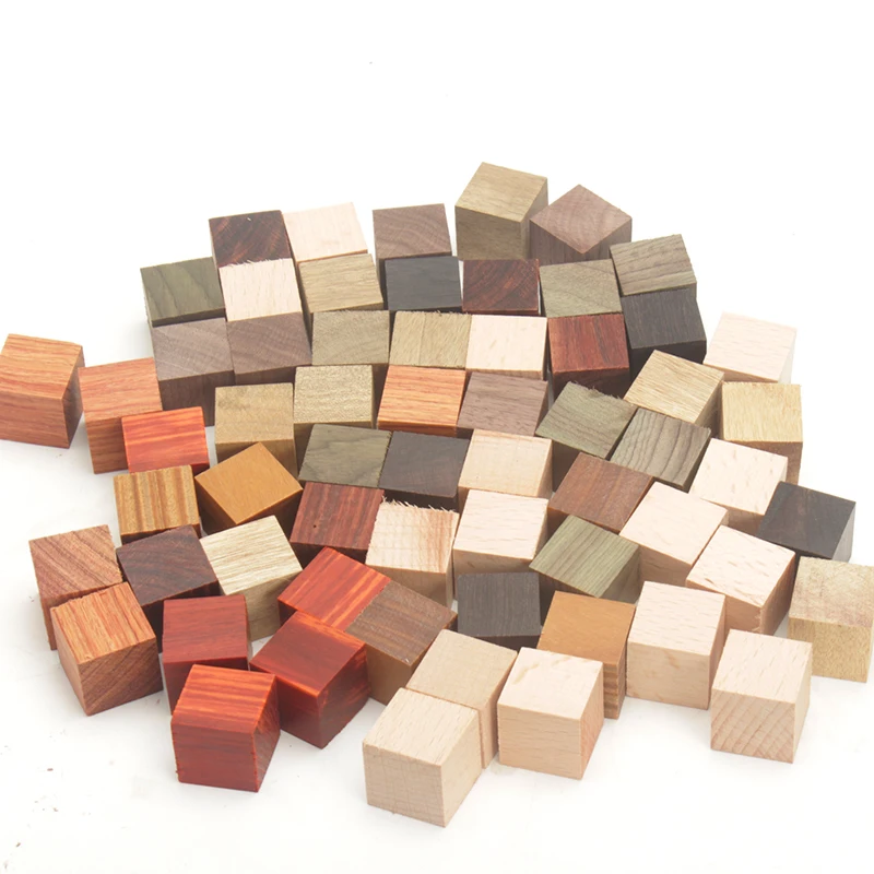 50pcs lot wooden blocks DIY wood 2cm cubes square blocks solid wood blocks craft  wood blanks