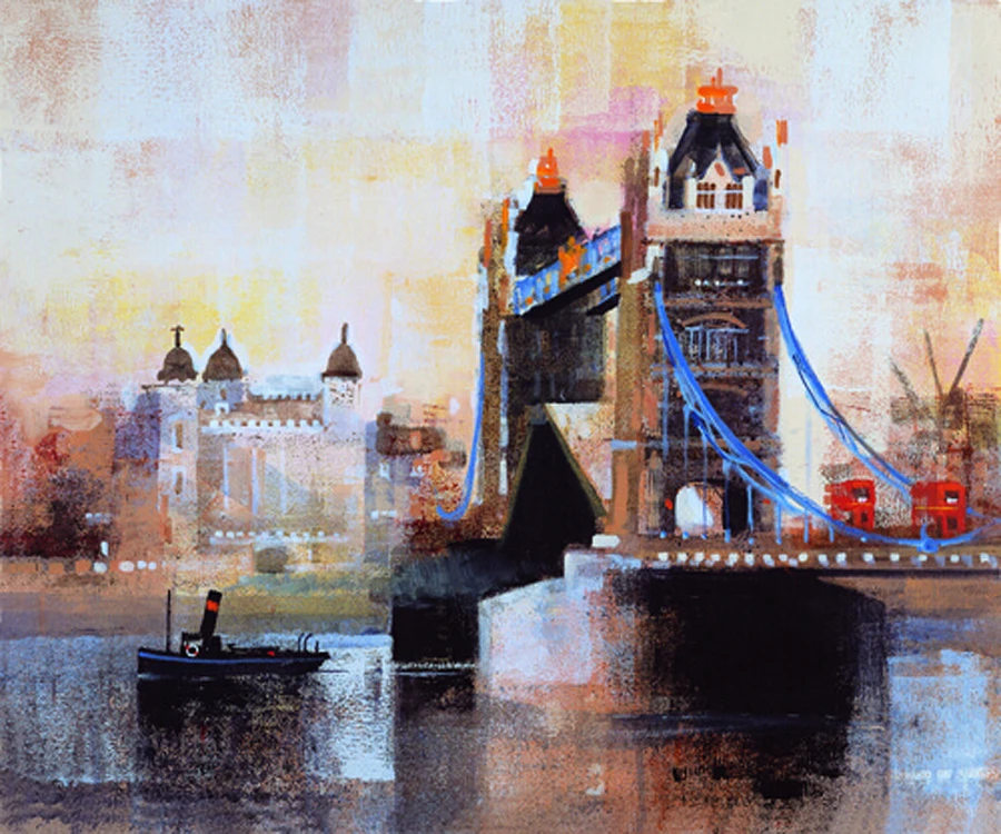 

Good Quality Abstract Landscape London Tower Bridge Oil Painting On Canvas Handmade Abstract Landscape Oil Painting FOR SALE