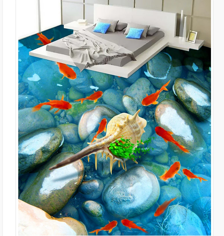 

Home Decoration River water pebbles goldfish bathroom bathroom 3D floor pvc self-adhesive wallpaper