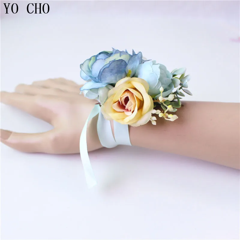 YO CHO Sposo Boutonniere di Cerimonia Nuziale Della Sposa Polso Corsage Uomini Wedding Party Riunioni Unico Ornamento Personale Fiori Artificiali