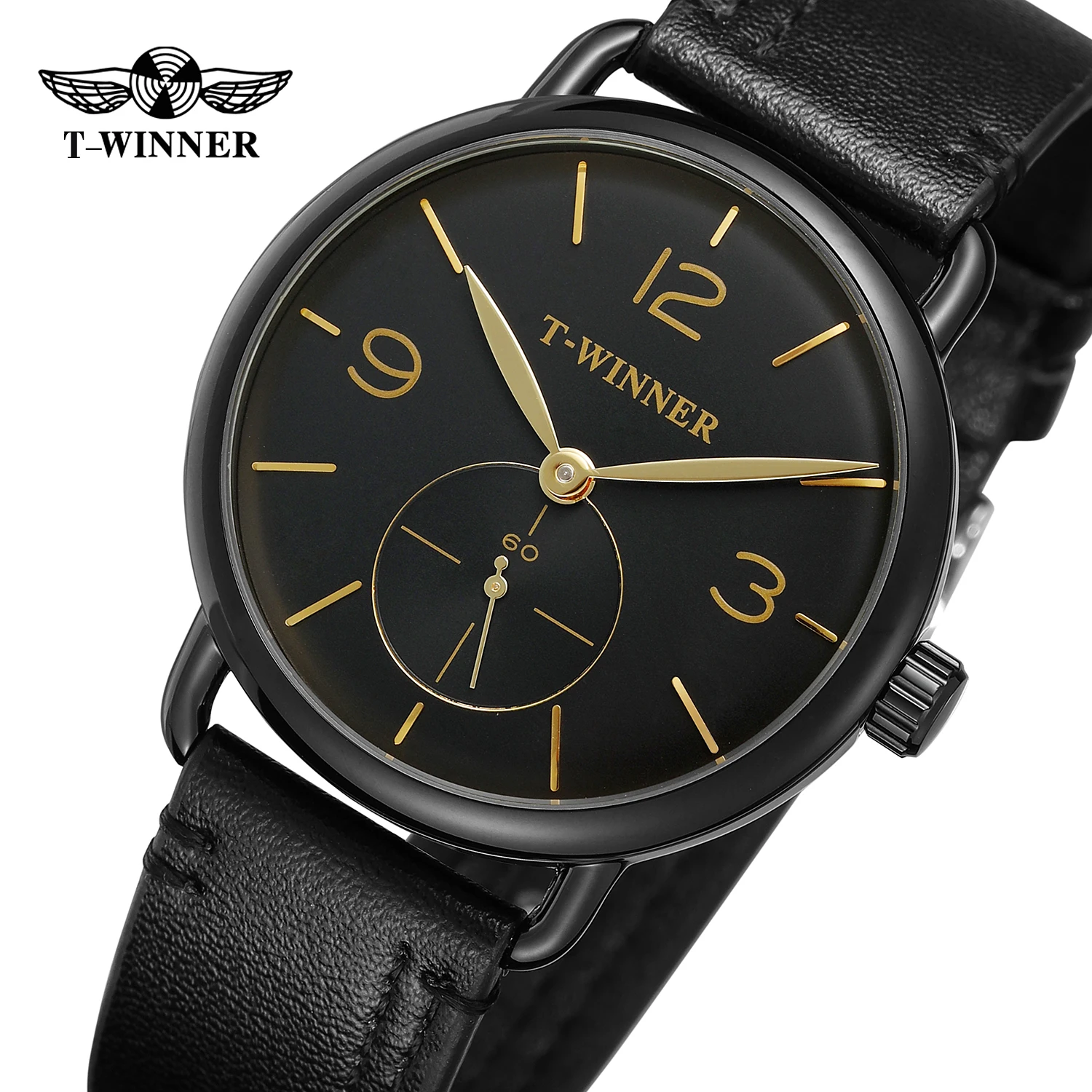 T-winner Top Brand 2019 New Arrival Best Watches For Men Online Mechanical Hand Wind Trendy Dial Leather Strap Casual Wristwatch