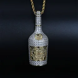 Champagne Bottle Pendant Necklace Mens Charms Jewelry With Tennis Chain Gold Silver Color Chains Necklace Hip Hop Jewelry Gift