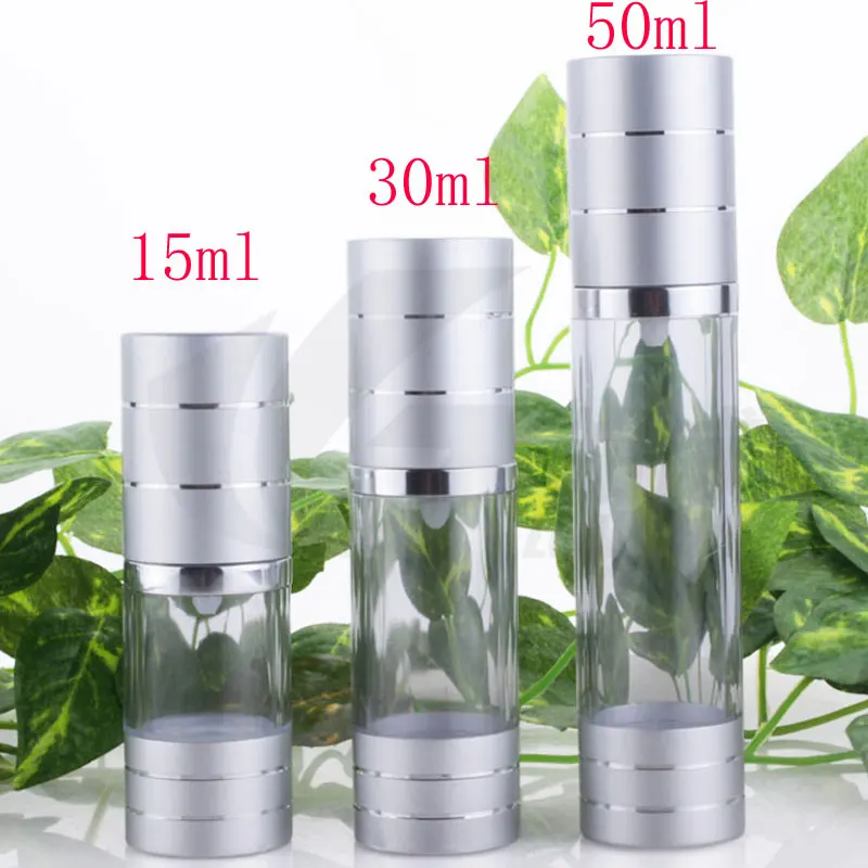 

50ml aluminum vacuum airless lotion cream cosmetic bottles,50g silver metal empty airless container with pump cream bottle