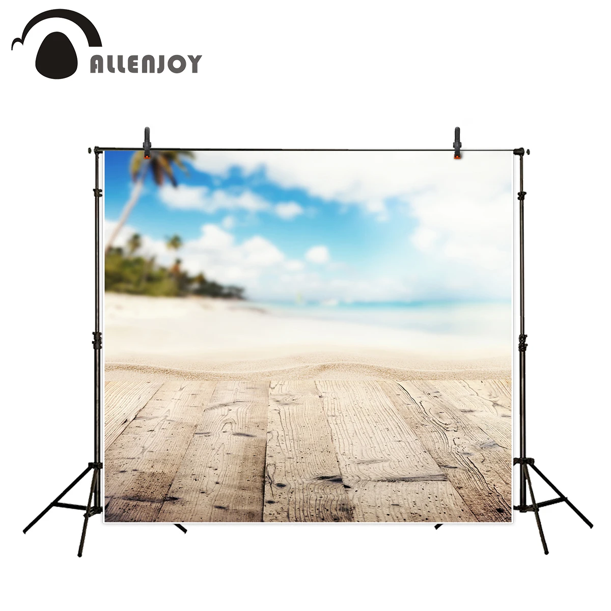 

Allenjoy summer scenery photographic background photocalls wooden floor seaside beach photographer backgrounds for photo studio