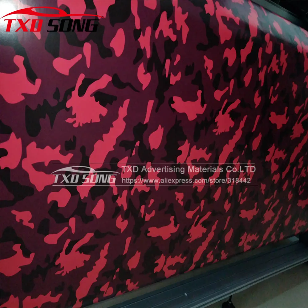 

Small design Red black grey Camouflage Vinyl Roll Red Camouflage Wrap Vinyl Sticker Bubble Free with Size:1.50*30m/Roll