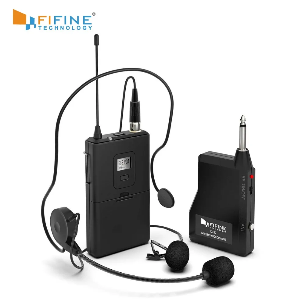 

Fifine, 20 каналов, UHF1/4 дюйма, выход, беспроводной микрофон с петличным разъемом и гарнитура, микрофон для динамика, сотового телефона, камеры, K037B