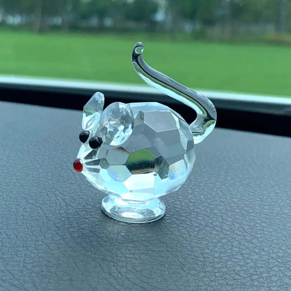 Crystal Cute Mouse Lovely Animal Figurines Glass Ornament Home Table Decorations Great Kids Favor Christmas Gifts