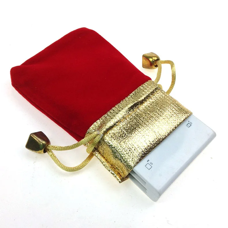 

200pcs 7*9cm red Phnom Penh Velvet Bags woman vintage drawstring bag for Party/Jewelry/Gift diy handmade Pouch Packaging Bag