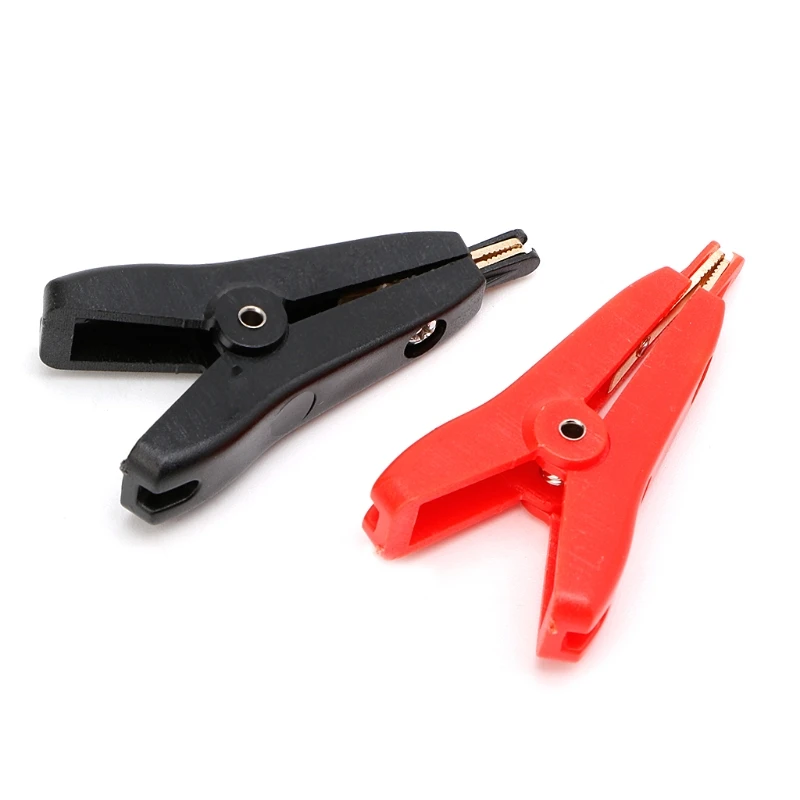 2PCS Copper Plated Gold Two-level test clip Four-Clamp for LCR Kelvin Black+Red 517A