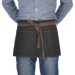 2024 Original KEFEI Fashion Denim Apron BBQ Restaurant Cafe Hotel Chef Waist Apron Short Pockets Shave Apron Kitchen Pinafore