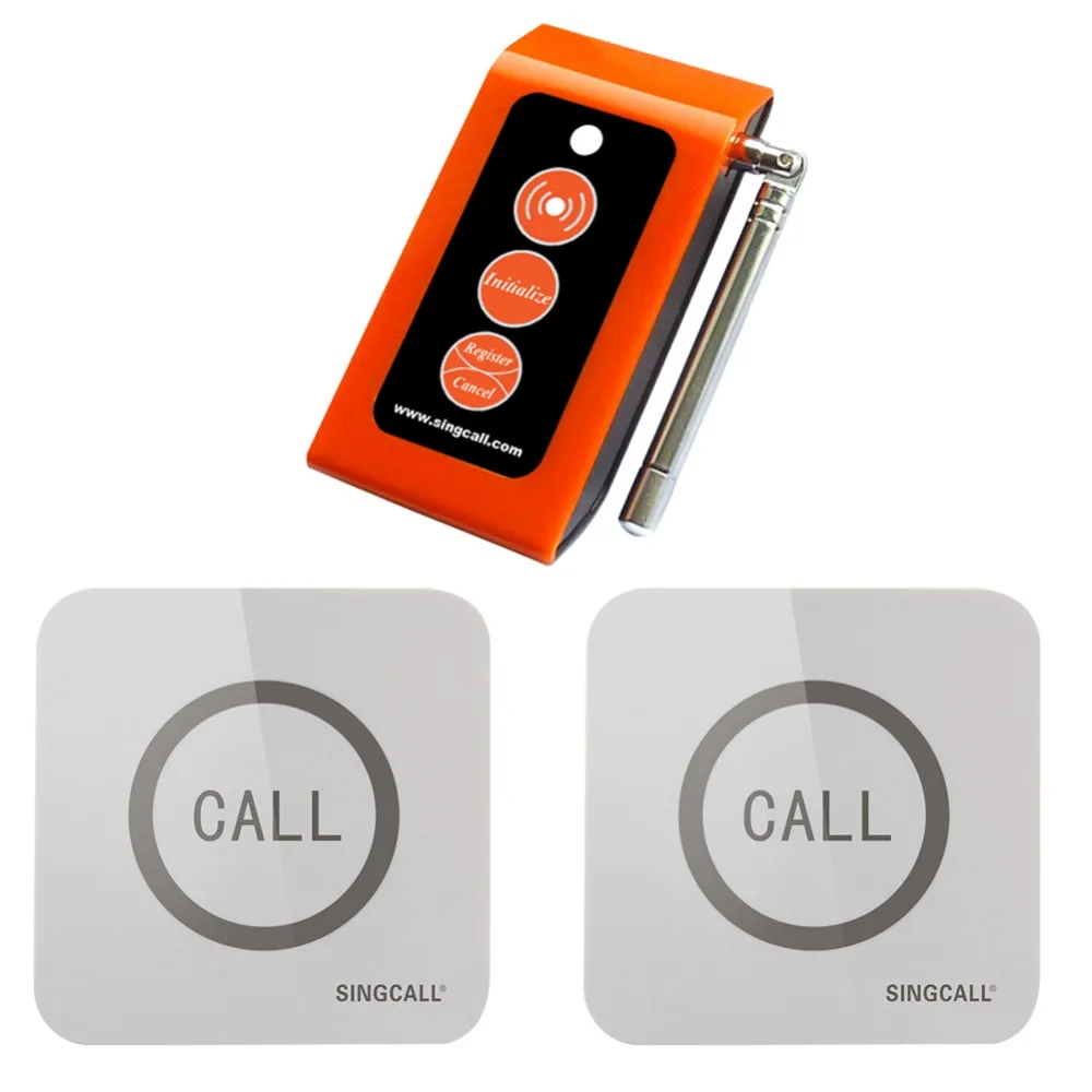 SINGCALL Wireless  Emergency Call System, Caregiver 2 Touchable Nurse Calling Buttons, 1 Caregiver Pager