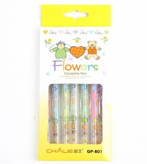 

7 Colors/lot Metallic Glitter Gel Pens 0.8mm Sketch Flowers Couache Pen Paint Design Art Markers For School Supplies