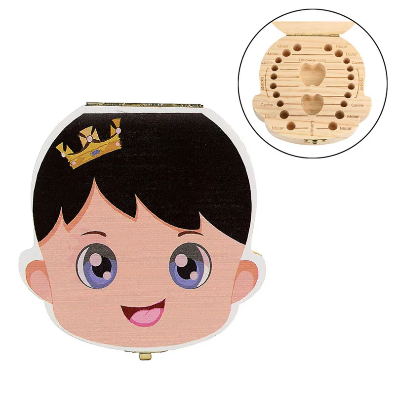 Baby Tooth Box Portugal Russia Organizer Save Boxes Milk teeth organizer Wood Storage Box Album Keepsake Souvenir Save Box