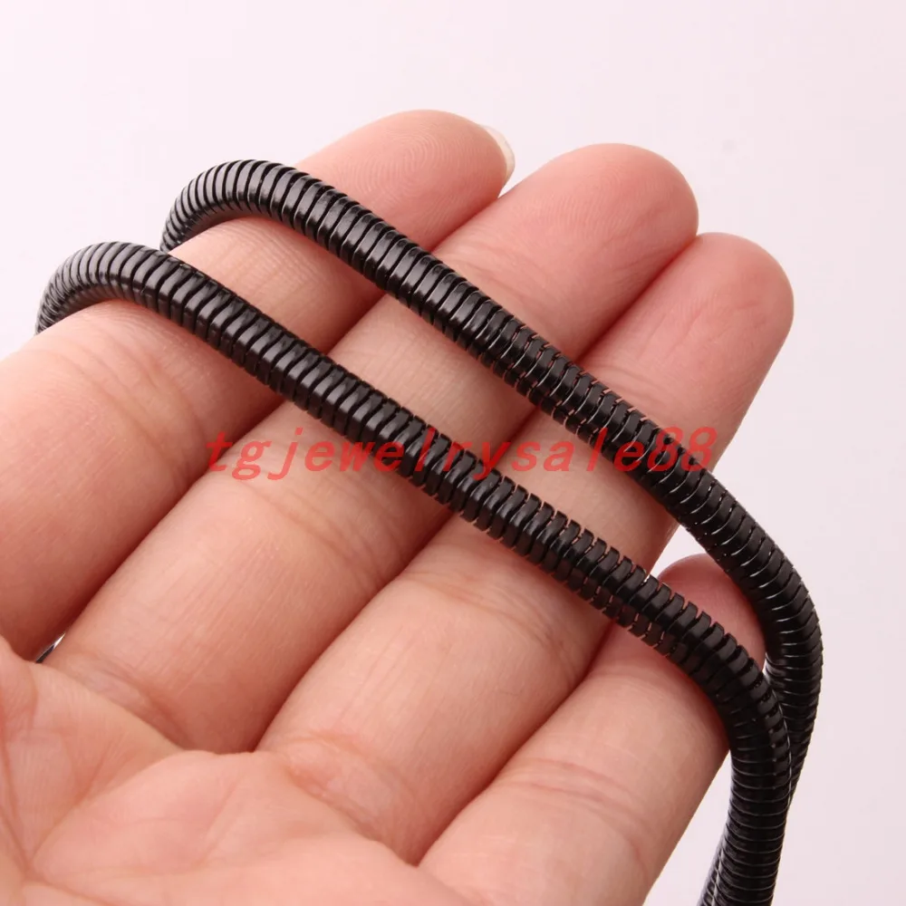 4.2mm Wide Classic Black Color Stainless Steel Snake Herringbone Chain Necklace Choker Charm Women Men Neck Chic Jewelry