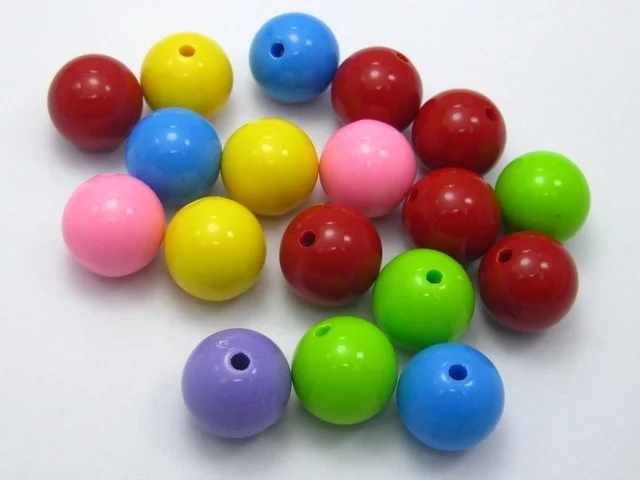 

30 Mixed Bubblegum Color Acrylic Round Beads 16mm(0.62") Smooth Ball