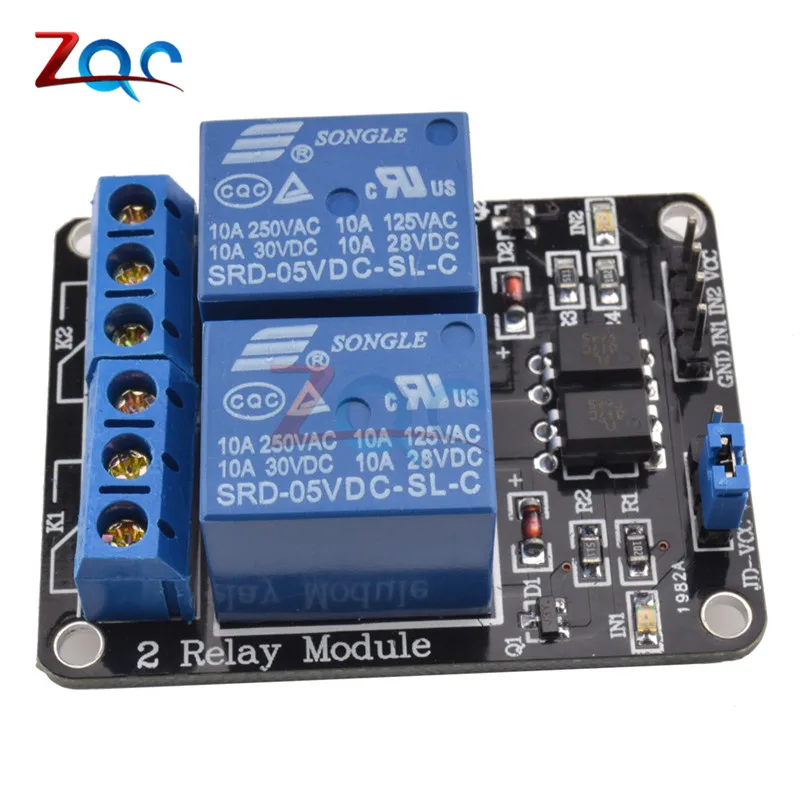 1PCS 5V 2-Channel Relay Module Shield for Arduino ARM PIC AVR DSP Electronic 5V 10A 2 Channel Relay Module