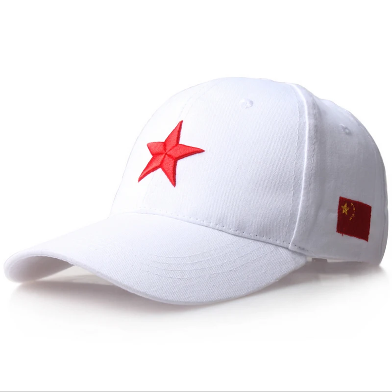 jiangxihuiyian Brands 2018 Hot 100%cotton red star baseball cap pentagram embroidery leisure hat 3color 1pcs brand new arrive