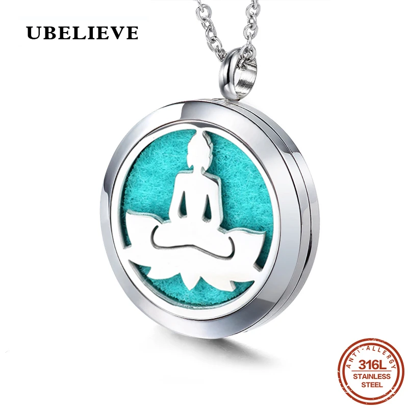 Newest Buddha 20mm 25mm 30mm Aromatherapy Essential Oil Diffuser Necklace  Round Perfume Locket Pendant Aroma Scent Locket