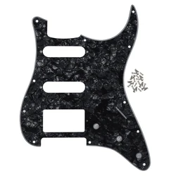 FLEOR Black Pearl Electric Guitar Pickguard HSS SSH 11 Holes Pick Guard with Mounting Screws