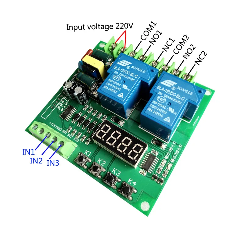 Контроллер двигателя CW/CCW AC220V, два/реле/Задержка/модуль цикла синхронизации
