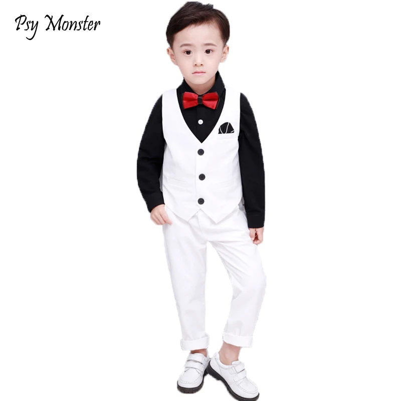 Boys Burgundy Short Suits Vest Set Slim Fit Ring Bearer Suit For Boys Formal Classic Costume Wedding Birthday Party Gift F158