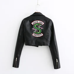 Golden Zipper Riverdale Southside Serpents Female Cropped Pu Coats Short Leather Jacket For Women