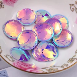 100 pz/pacco Colore Viola Bella Brillante Sequin 20 millimetri Turno di Coppa Ovale Paillettes Delle Donne Abbigliamento Accessori Fatti A Mano Con 2 Fori